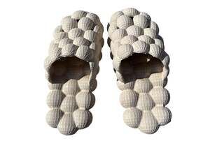 Wild Diva Unisex Bubble Cloud Lychee Massage Slide Slippers Beige
